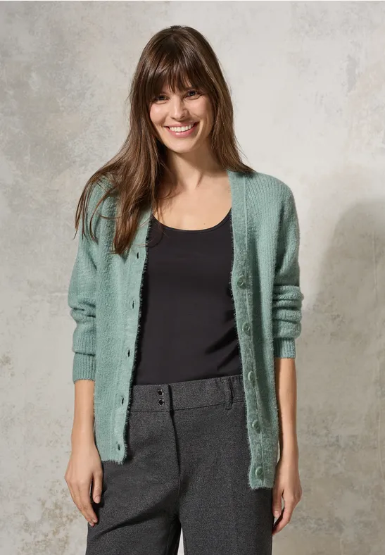 Cardigan en fil de plume iced salvia green