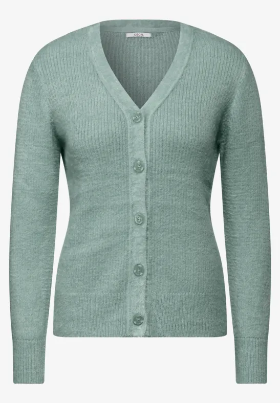 Cardigan en fil de plume iced salvia green