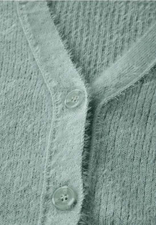 Cardigan en fil de plume iced salvia green