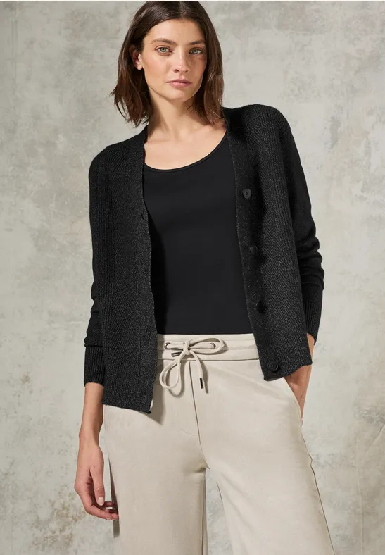 Cardigan à structure mixte black melange
