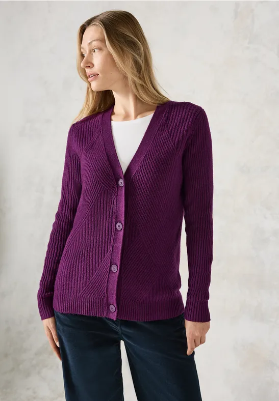 Cardigan mit Strickmuster beloved berry melange