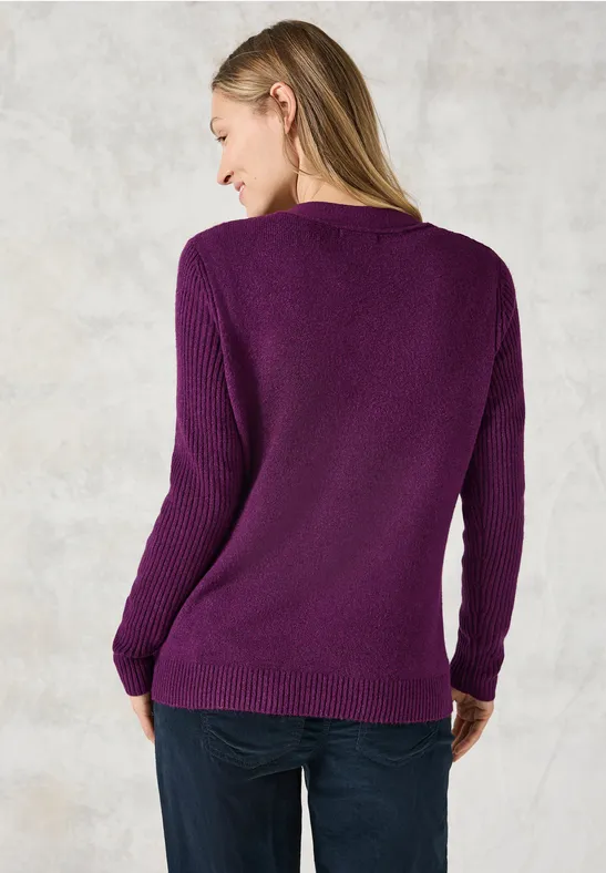 Cardigan mit Strickmuster beloved berry melange