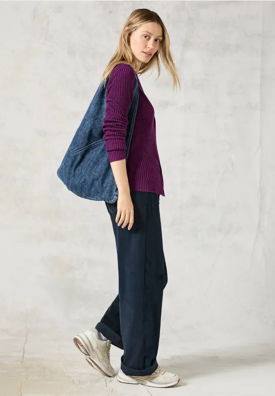Cardigan mit Strickmuster beloved berry melange