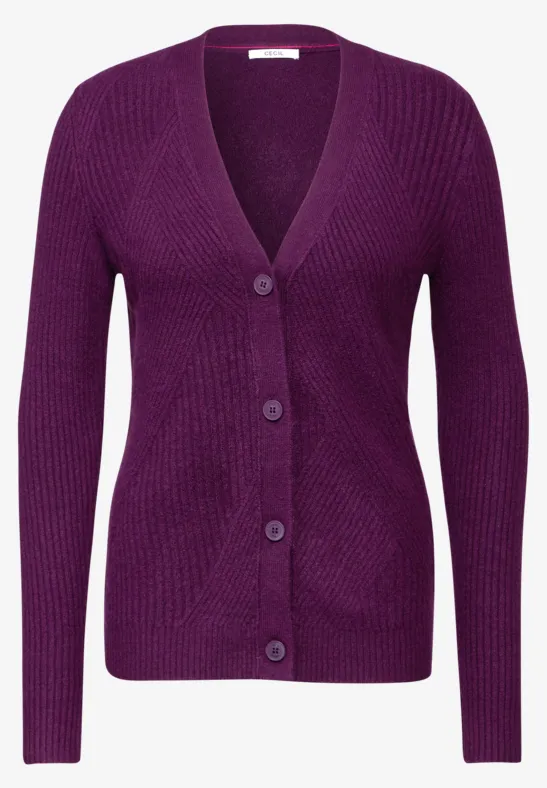 Cardigan mit Strickmuster beloved berry melange