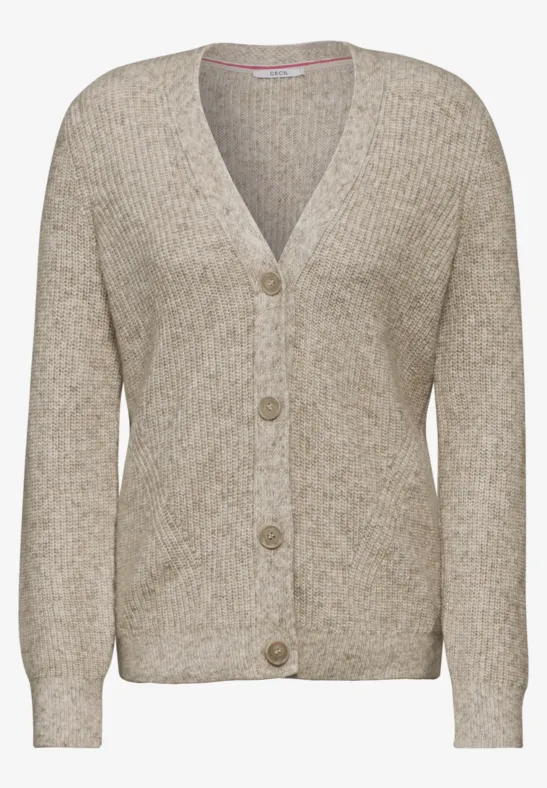 Cardigan im Melange-Look alabaster beige melange