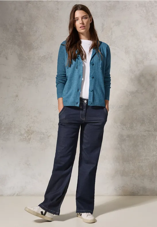 Cardigan mit Kapuze aqua melange