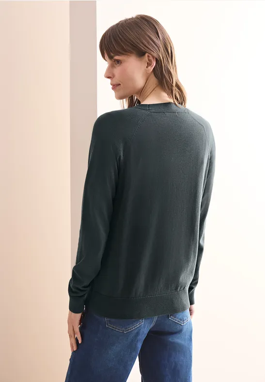 V-Neck Cardigan slate khaki