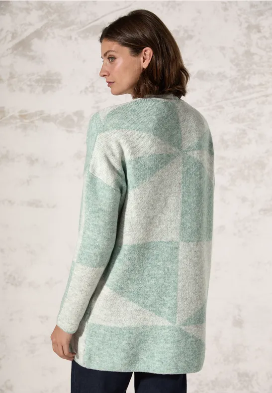 Gemusterte Strickjacke glaced green melange