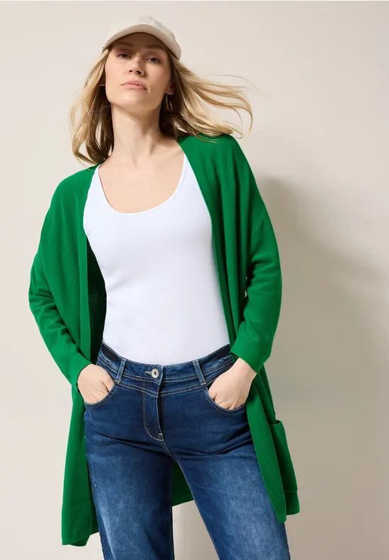 Cardigan ouvert en maille fine garden green