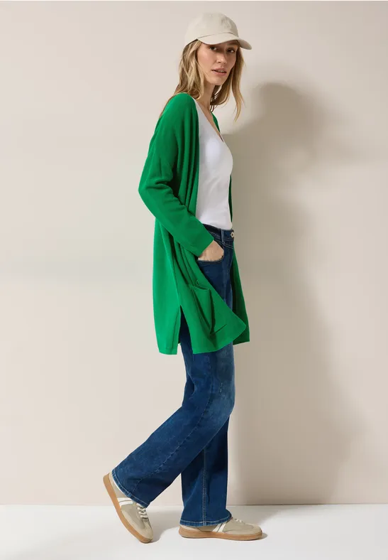 Cardigan ouvert en maille fine garden green