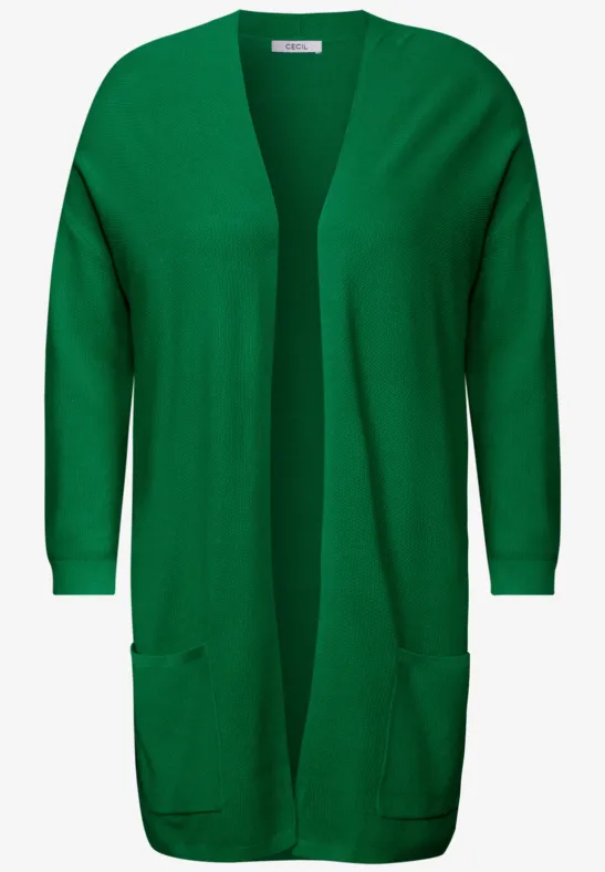 Cardigan ouvert en maille fine garden green