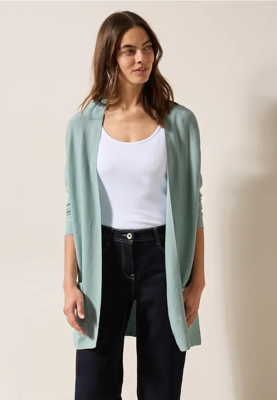 Offener Feinstrick Cardigan cool salvia green