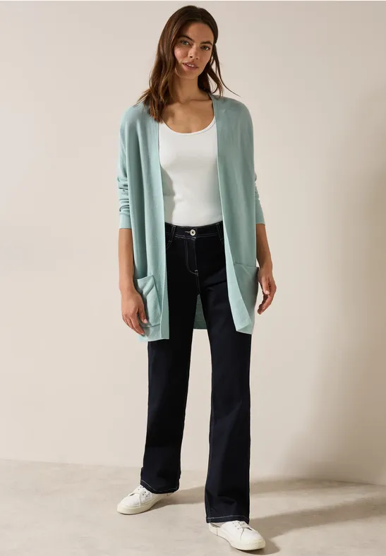 Offener Feinstrick Cardigan cool salvia green