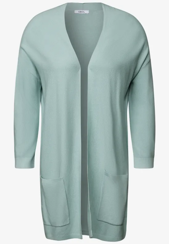 Offener Feinstrick Cardigan cool salvia green