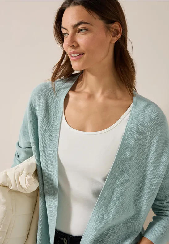 Offener Feinstrick Cardigan cool salvia green