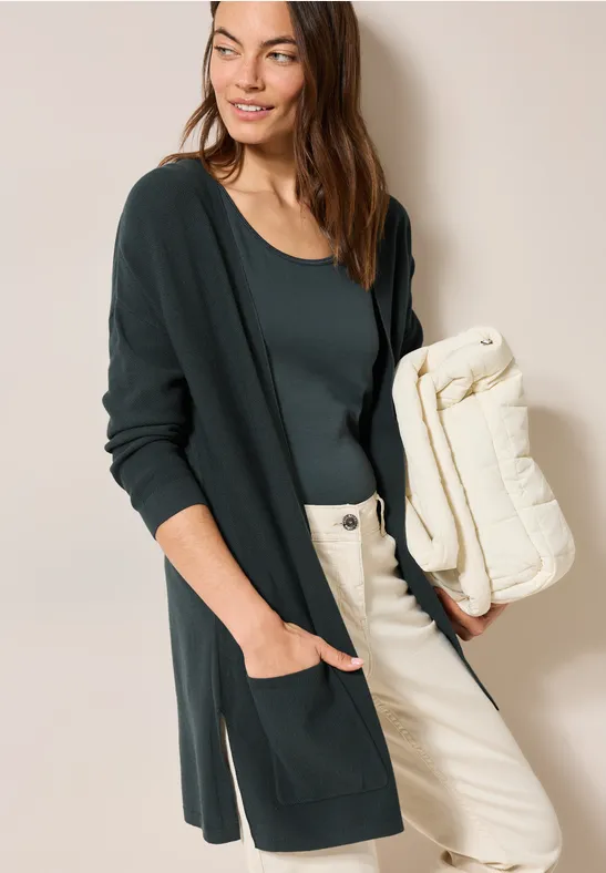 Offener Feinstrick Cardigan slate khaki