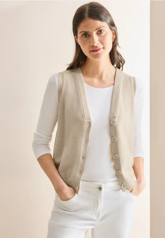 Feinstrick Weste desert beige melange