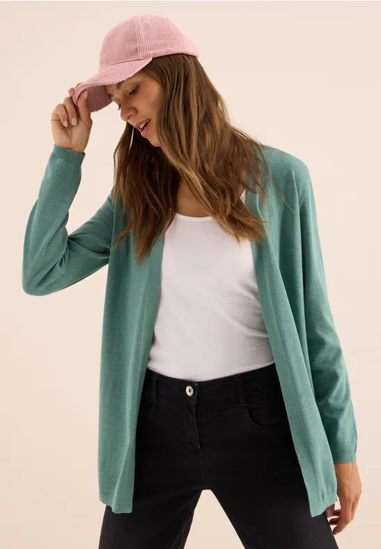 Veste en tricot ouverte jewel green melange