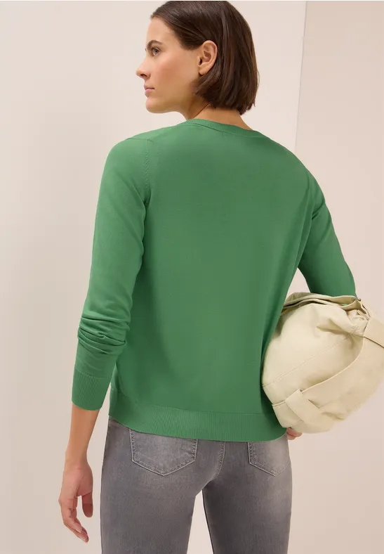 Strickjacke mit Knopfleiste fennel green