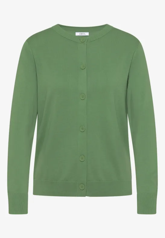 Strickjacke mit Knopfleiste fennel green
