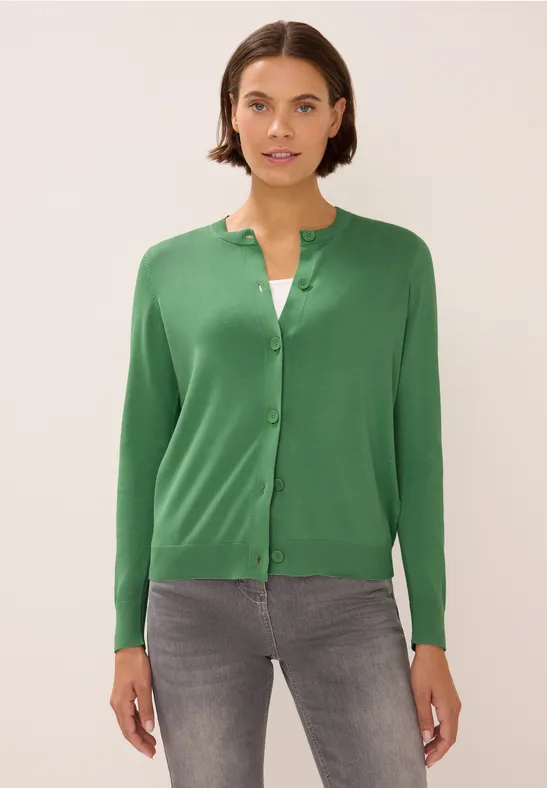 Strickjacke mit Knopfleiste fennel green