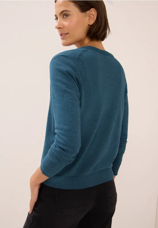 Strickjacke mit Knopfleiste dull teal blue melange
