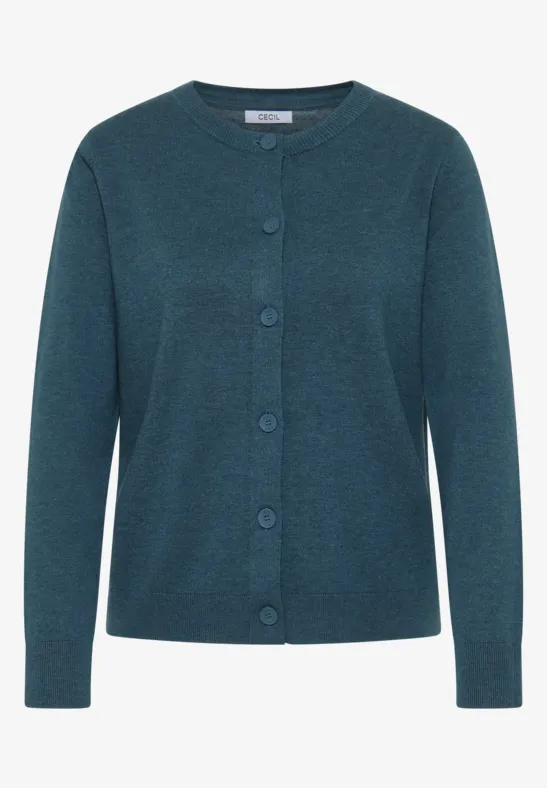 Strickjacke mit Knopfleiste dull teal blue melange