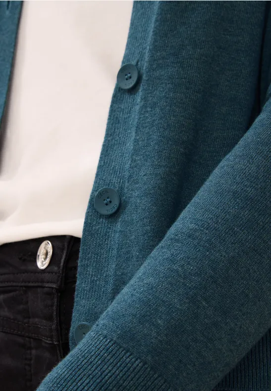 Strickjacke mit Knopfleiste dull teal blue melange