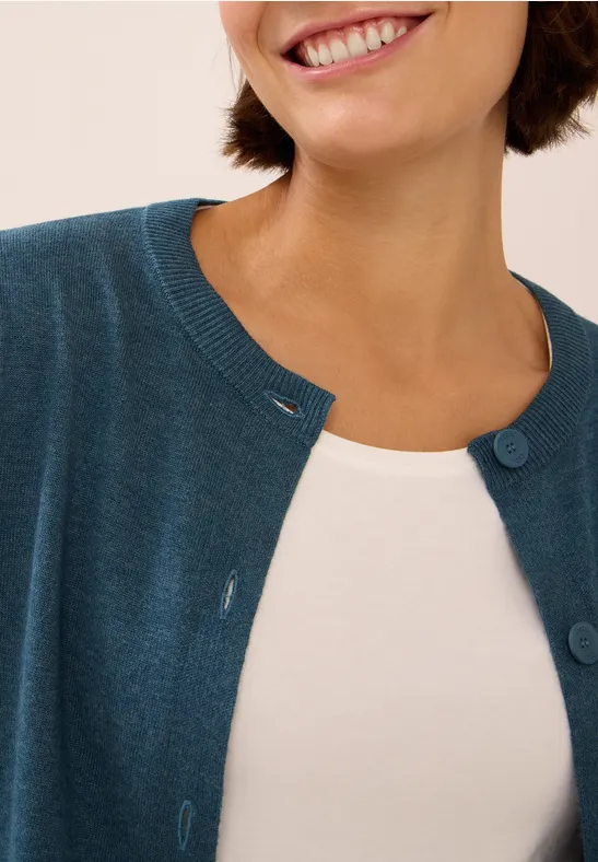 Strickjacke mit Knopfleiste dull teal blue melange