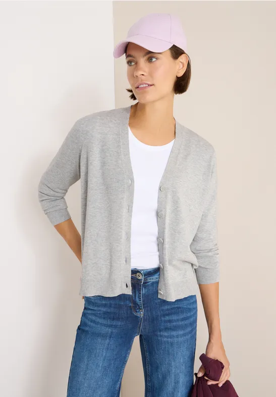 V-Neck Cardigan chalk grey melange