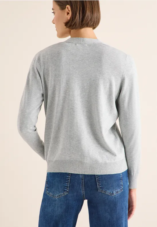 V-Neck Cardigan chalk grey melange