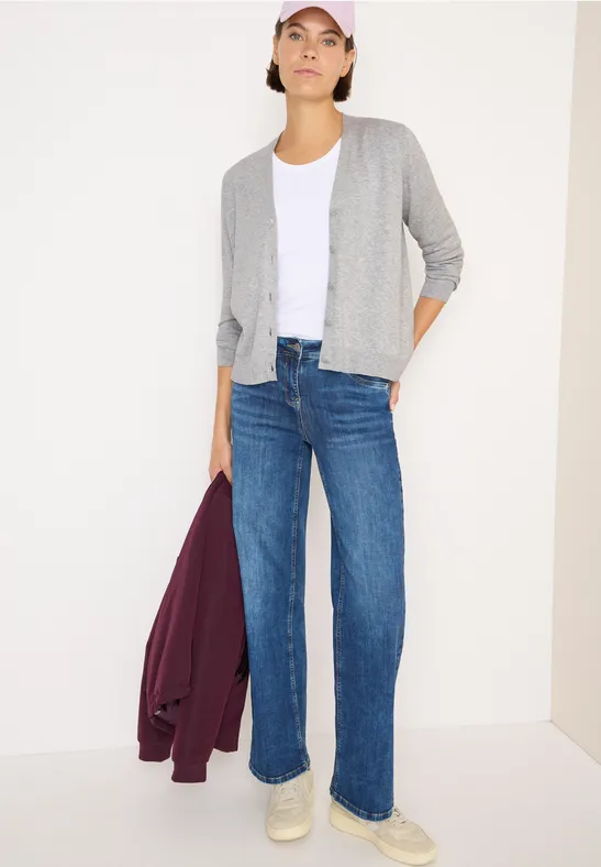 V-Neck Cardigan chalk grey melange
