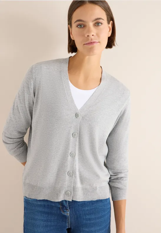V-Neck Cardigan chalk grey melange