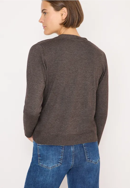 Cardigan col en V mushroom taupe melange