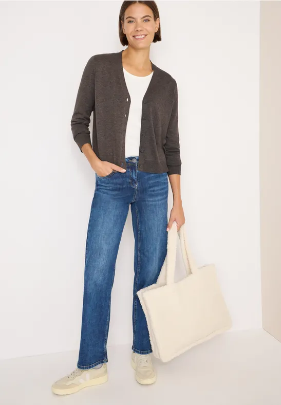 Cardigan col en V mushroom taupe melange
