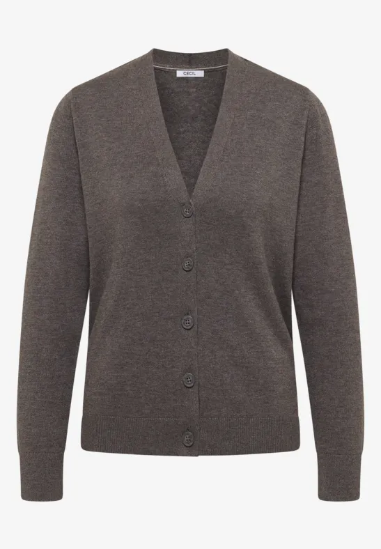 Cardigan col en V mushroom taupe melange