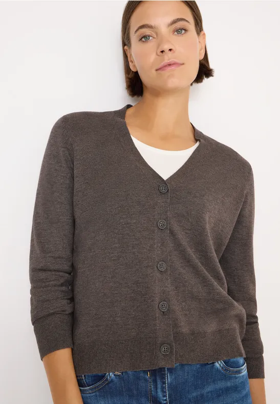 Cardigan col en V mushroom taupe melange