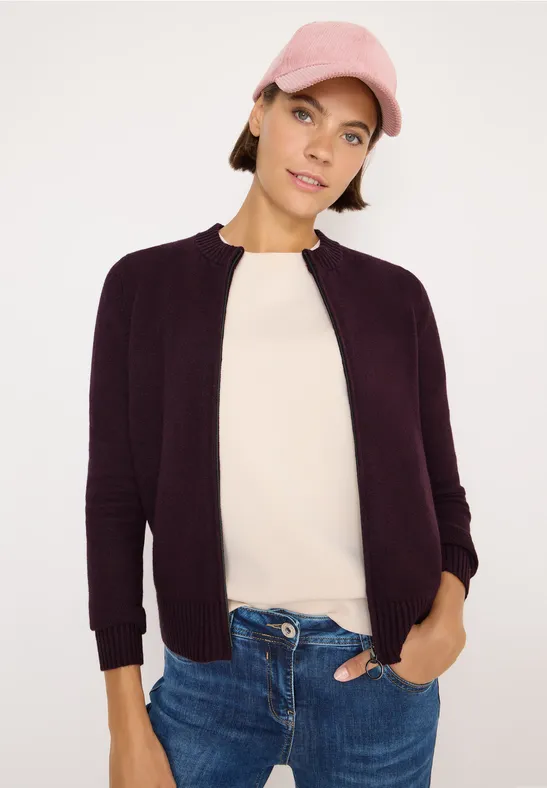 Cardigan cosy avec fermeture éclair eggplant red melange