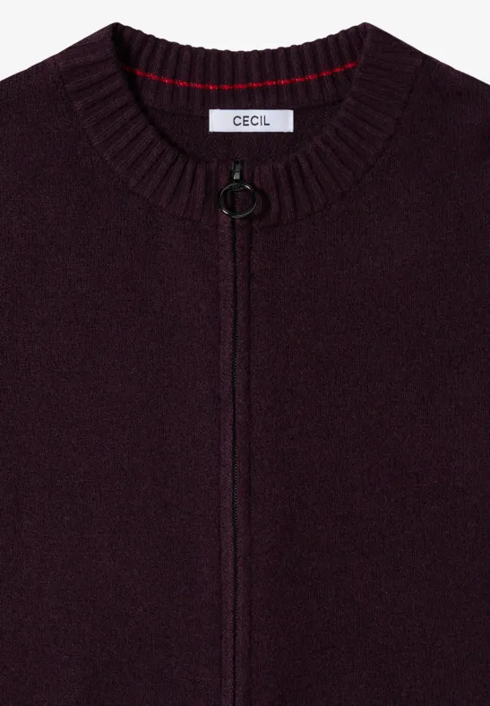 Cardigan cosy avec fermeture éclair eggplant red melange