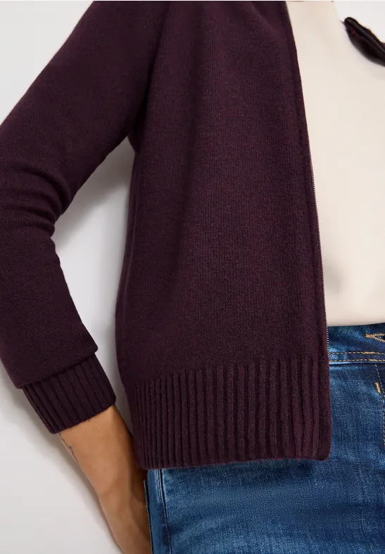 Cardigan cosy avec fermeture éclair eggplant red melange