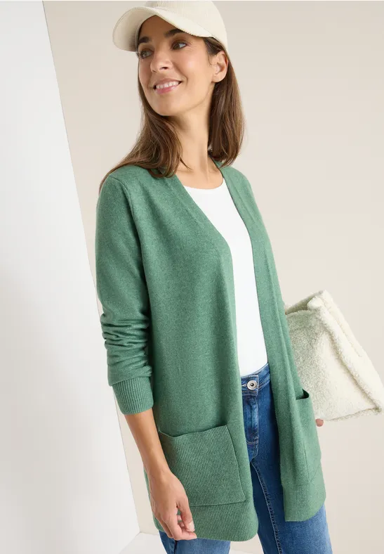Offener Cosy Cardigan highland green melange