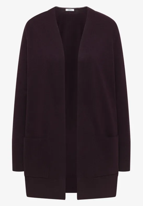 Cardigan cosy ouvert eggplant red melange