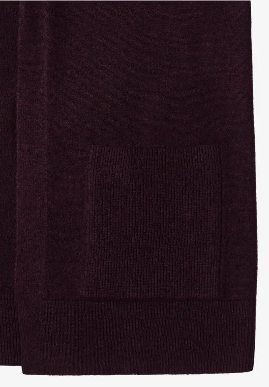 Cardigan cosy ouvert eggplant red melange