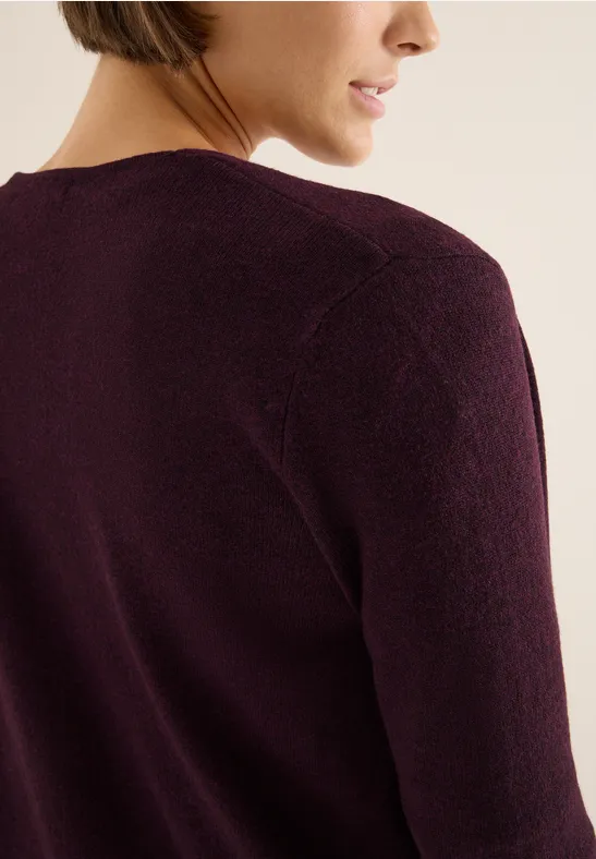 Cardigan cosy ouvert eggplant red melange