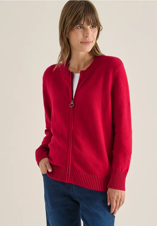 Cardigan avec fermeture éclair beaujolais red