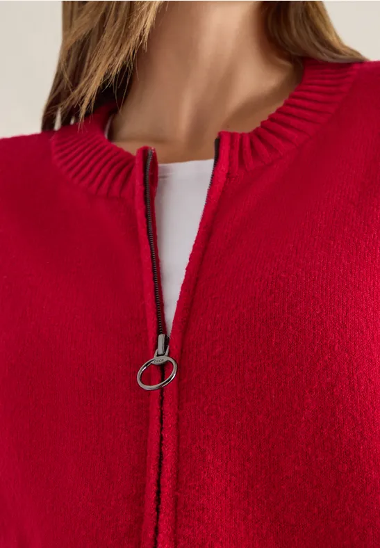 Cardigan avec fermeture éclair beaujolais red