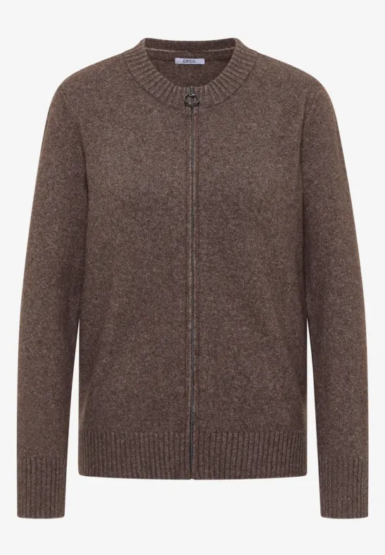 Cardigan mit Zipper mushroom taupe melange