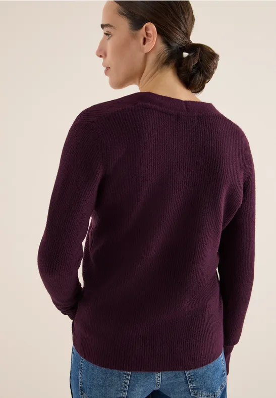 Cardigan mit Strukturdetail eggplant red