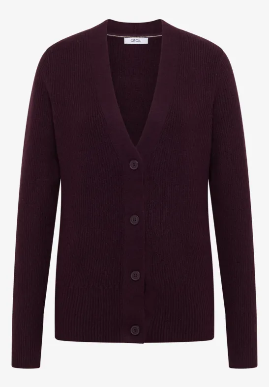 Cardigan mit Strukturdetail eggplant red
