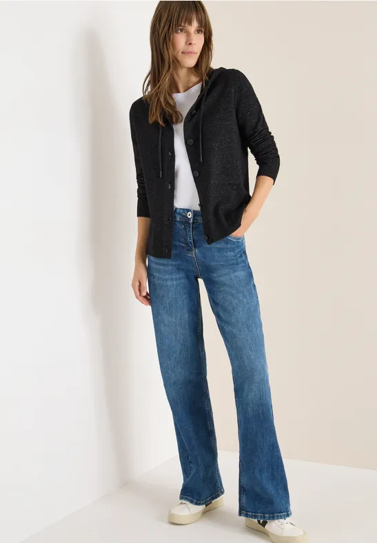 Cardigan mit Kapuze black melange